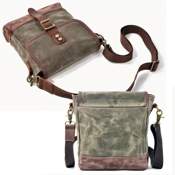 NEW Handcrafted Oil Waxed Canvas Shoulder Bag Unisex. The Rugged Traveler's Tote - Picture 1 of 8